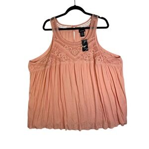 Torrid Crochet Tank Top Sleeveless Blouse Casual Peach Plus Size 3